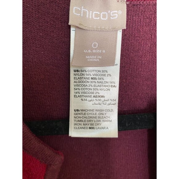 Chicos Womens‎ Open Front Cardigan Size S Ruby Red Knit Jacket Cotton Reversible - Picture 4 of 6